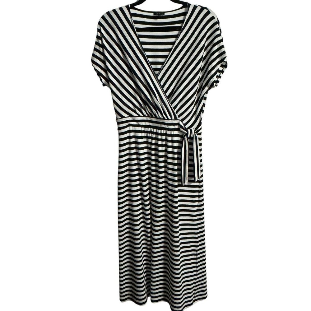 Talbots Jersey Wrap Women’s DRESS‎ Small PANSY STRIPE Nautical Tie Oversize